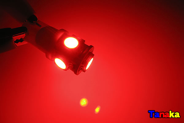 画像1: T10 ウエッジ球 SMD 3チップ×5連LED　赤色  